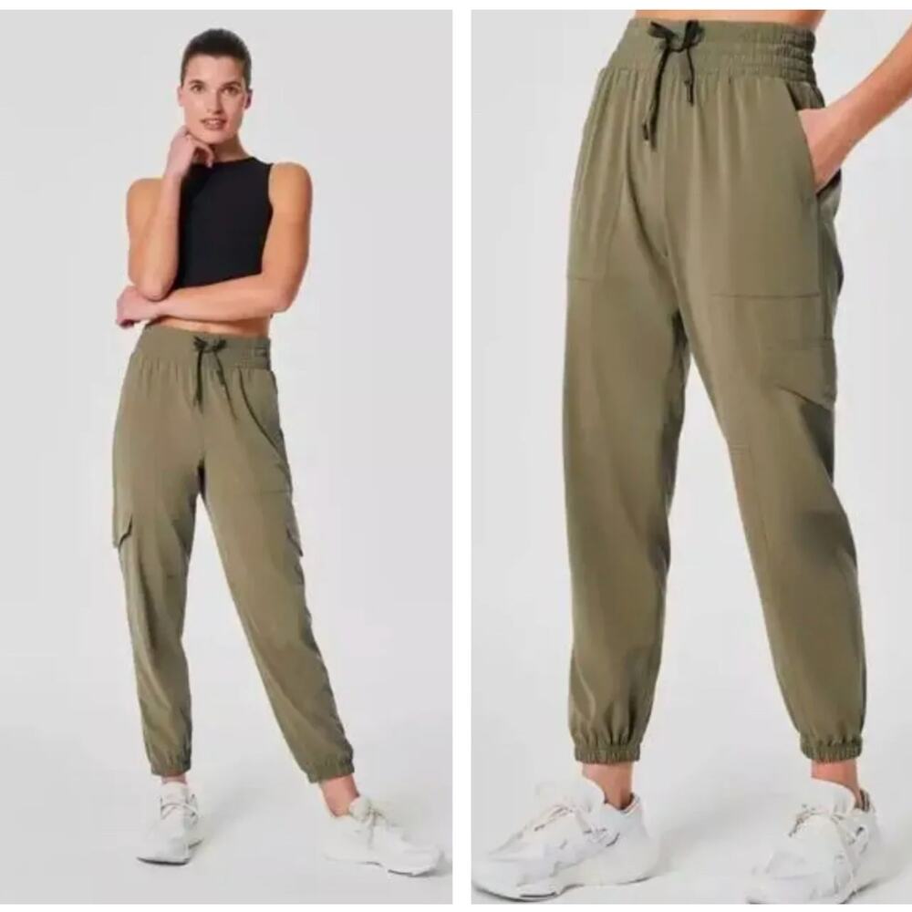 SPANX Out Of Office Cargo Joggers Pant Army Olive Green Sz 3X {3W27}